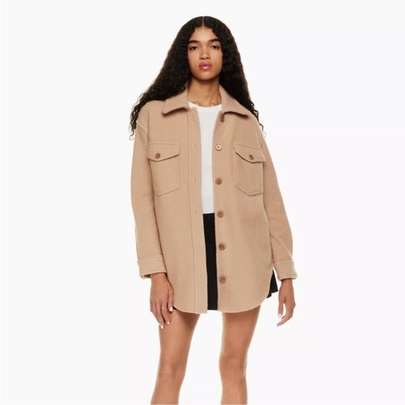 Aritzia Wilfred Free 100% Organic Cotton The Ganna Shaket, tan , oversized S - Picture 2 of 13